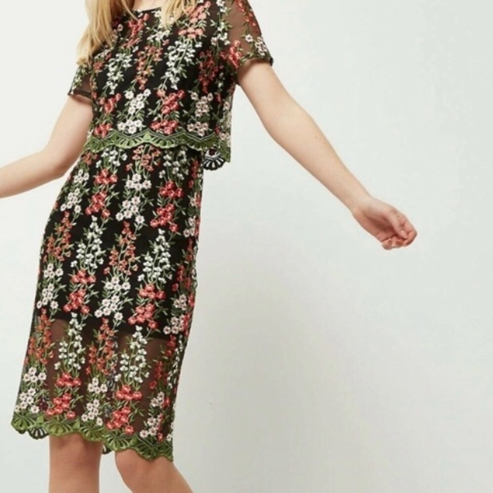 River Island Floral Embroidered Dress